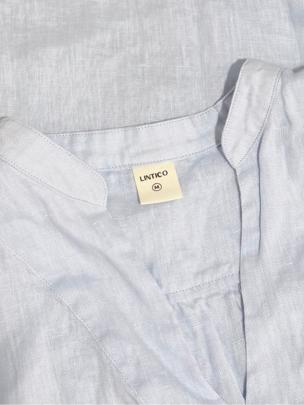 100% Linen V-Neck Tunic Shirt - Light Blue - Lintico Joanna shirt - Picture 3 of 5